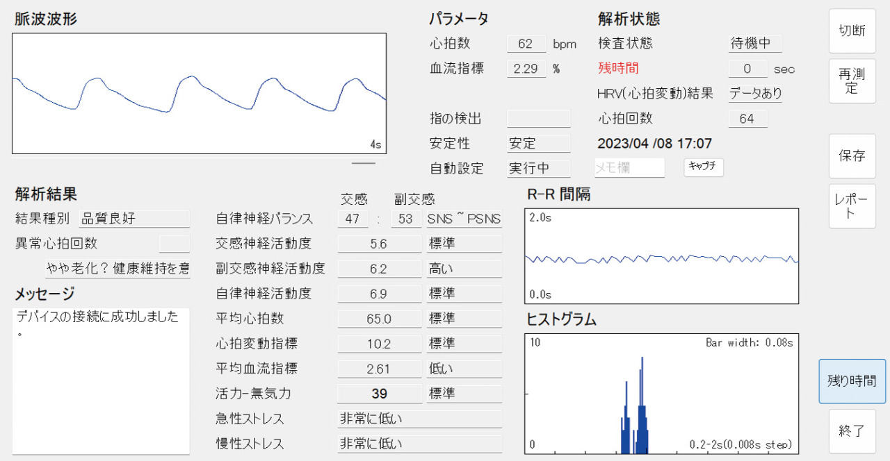 自律神経の検査（施術後）